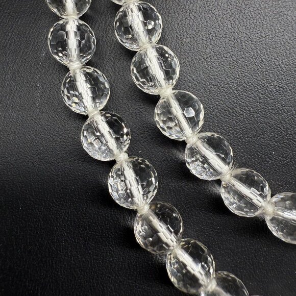 925 Sterling Silver Clear Faceted Rock Crystal Necklace Slane and Slane - Picture 3 of 6